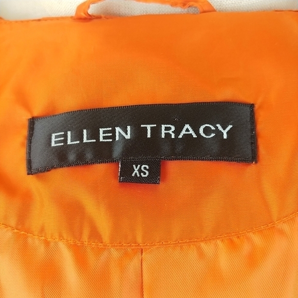 Ellen Tracy Hooded Rain Jacket XS Orange Full Zip Hip Length - Picture 6 of 8